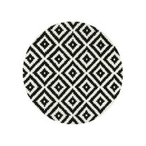 Btomtd Diameter 31.49' Round Floor Mat Soft Pile Entryway Rug Washable Carpet for Bedroom Entrance Kitchen Doormat in Neutral Tones, Black and White