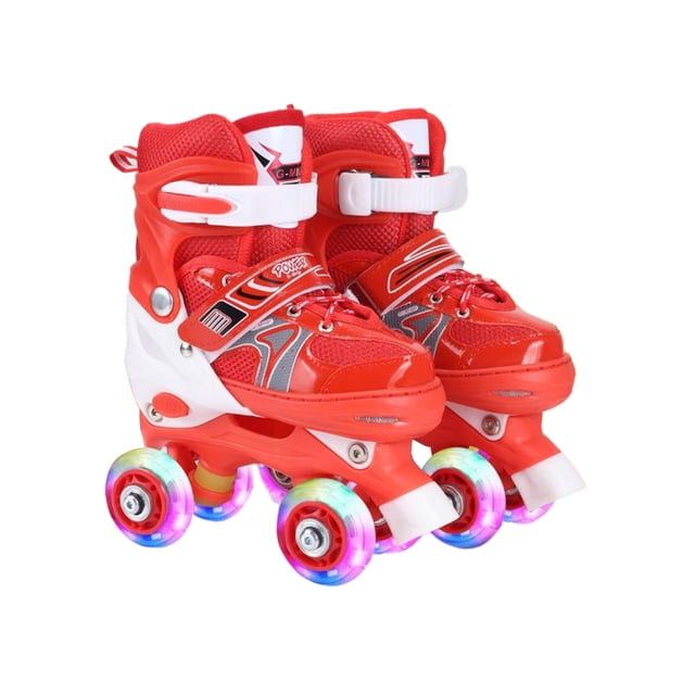Transemion 2 Pcs Patins à Roulettes Respirants pour Filles avec Lumières Colorées pour Enfants Peuvent Facilement style Paillettes Rouges
