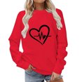 thumbnail image 1 of Besolor Womens Fall Spring Sweatshirt Heart Printed Crewneck Long Sleeve Tops Casual Loose Plus Size Pullover Blouse, 1 of 4