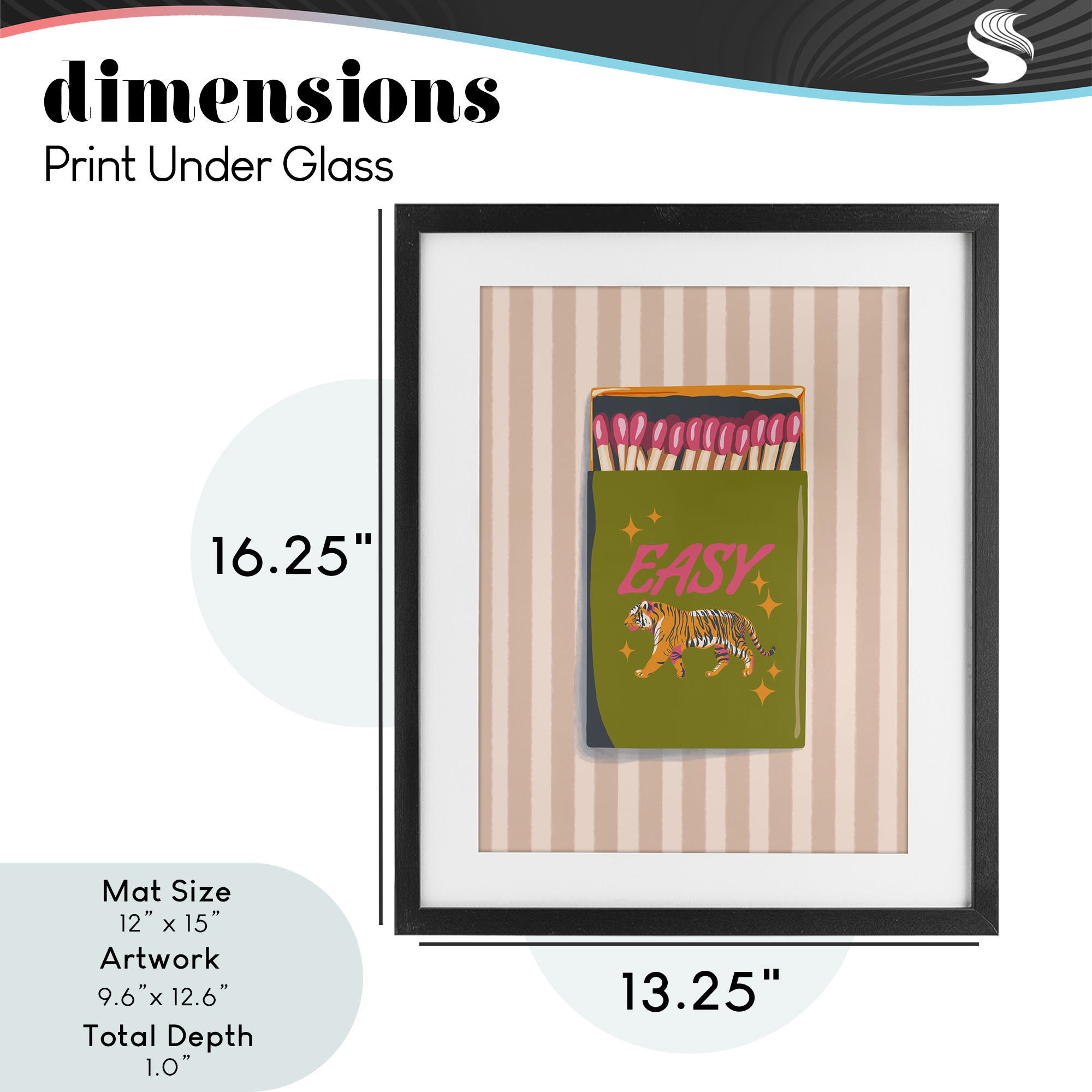 Easy Tiger Retro Matches Black Framed Print Under Glass, design by Elyse Anastacia