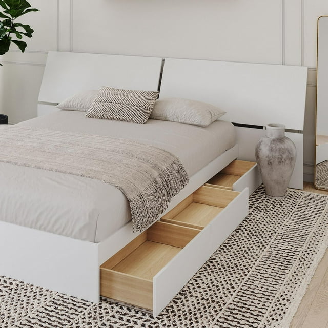 Nexera Arcadia Bed and Headboard, White
