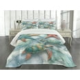 thumbnail image 4 of Ambesonne Coastal Quilted Bedspread Set 3 Pcs, Starfish and Sea Turtles, Queen Size, Blue Grey Seafoam and Coral, 4 of 4