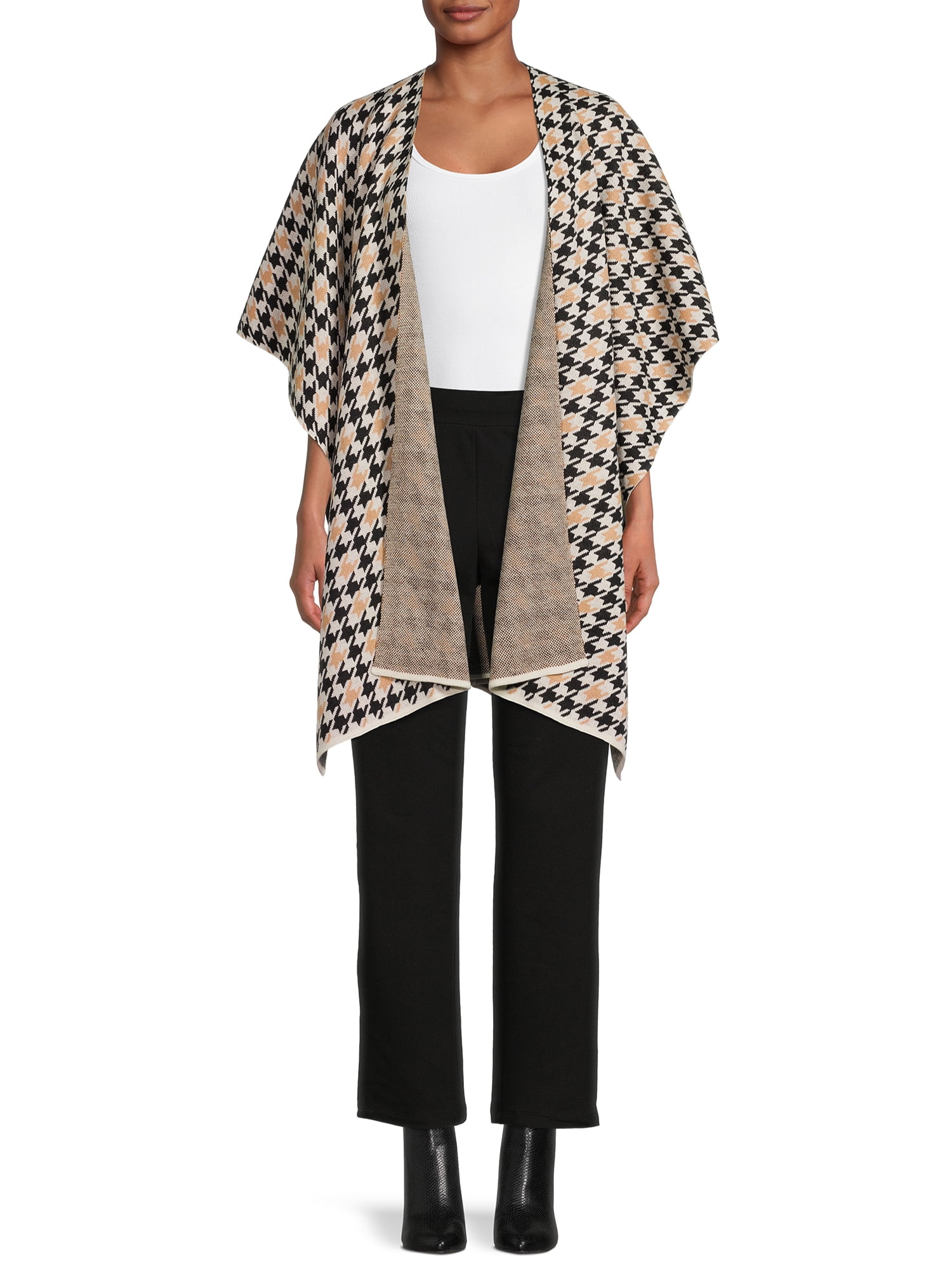 Time and Tru Adult Women's Houndstooth Print Wrap