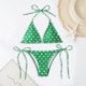 thumbnail image 2 of Gibobby Traje de Baño Sexy Bikini Bikini con estampado de lunares sexy para mujer, traje de baño dividido con cordón y cuello Halter, traje de baño de pu(Verde,G), 2 of 4
