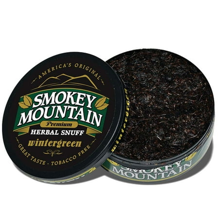 Smokey Mountain Herbal Snuff - Wintergreen - 1-Can - Nicotine-Free and Tobacco-Free - Herbal Snuff - Great Tasting & Refreshing Chewing Tobacco