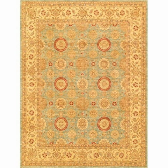 Pasargad Home Denver Hand-Knotted L. Blue Lamb's Wool Area Rug  9' 2" X 11'11"