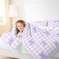 thumbnail image 3 of Erosebridal Letter F Initial Full Size Comforter Sets For Kids Girls,Purple Plaid Bedding Sets For Bow Tie Lover,Reversible,3-Piece, 3 of 7