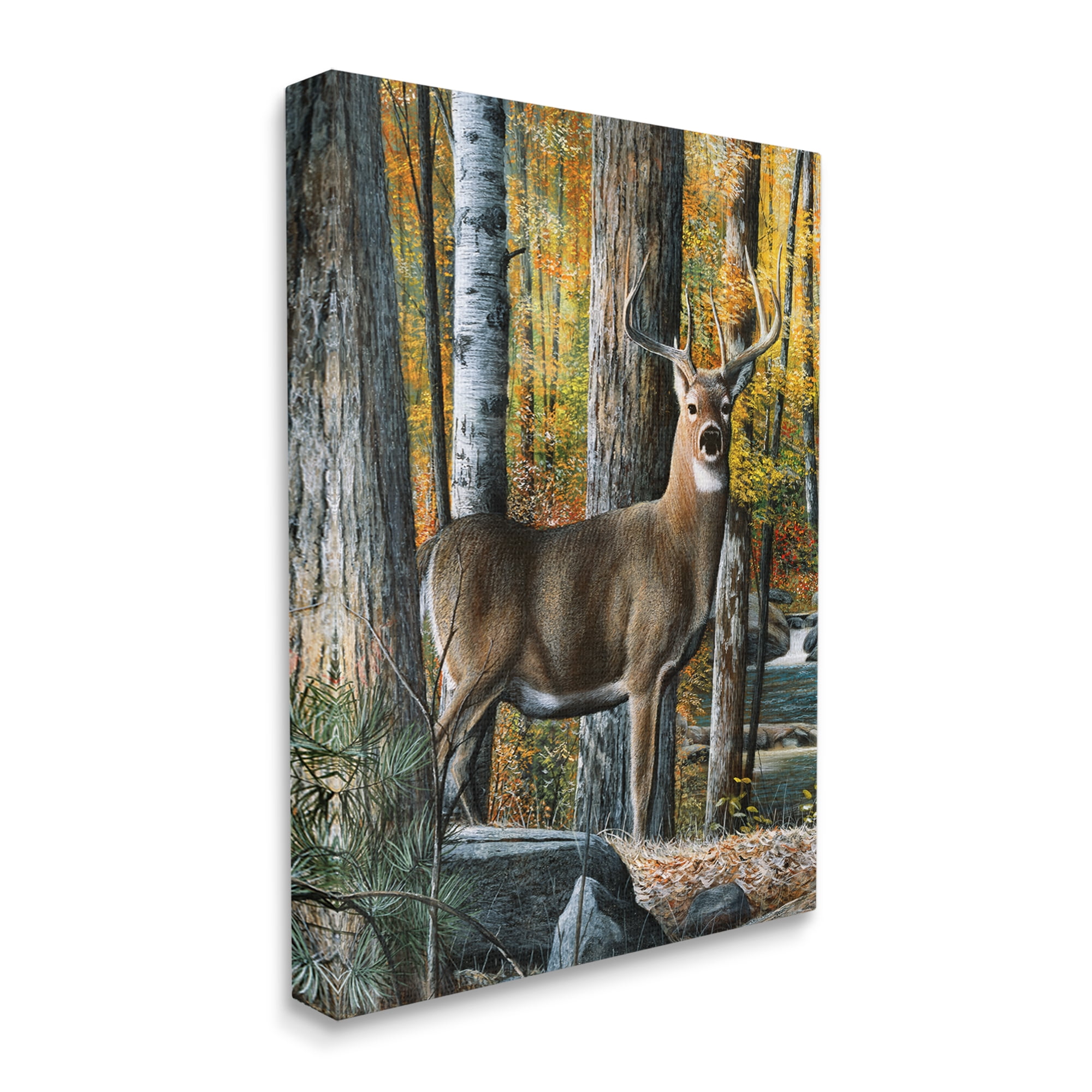 Stupell Industries Deer Among Autumn Foliage Animals & Insects Painting Gallery Wrapped Canvas Print Wall Art, 36 x 48