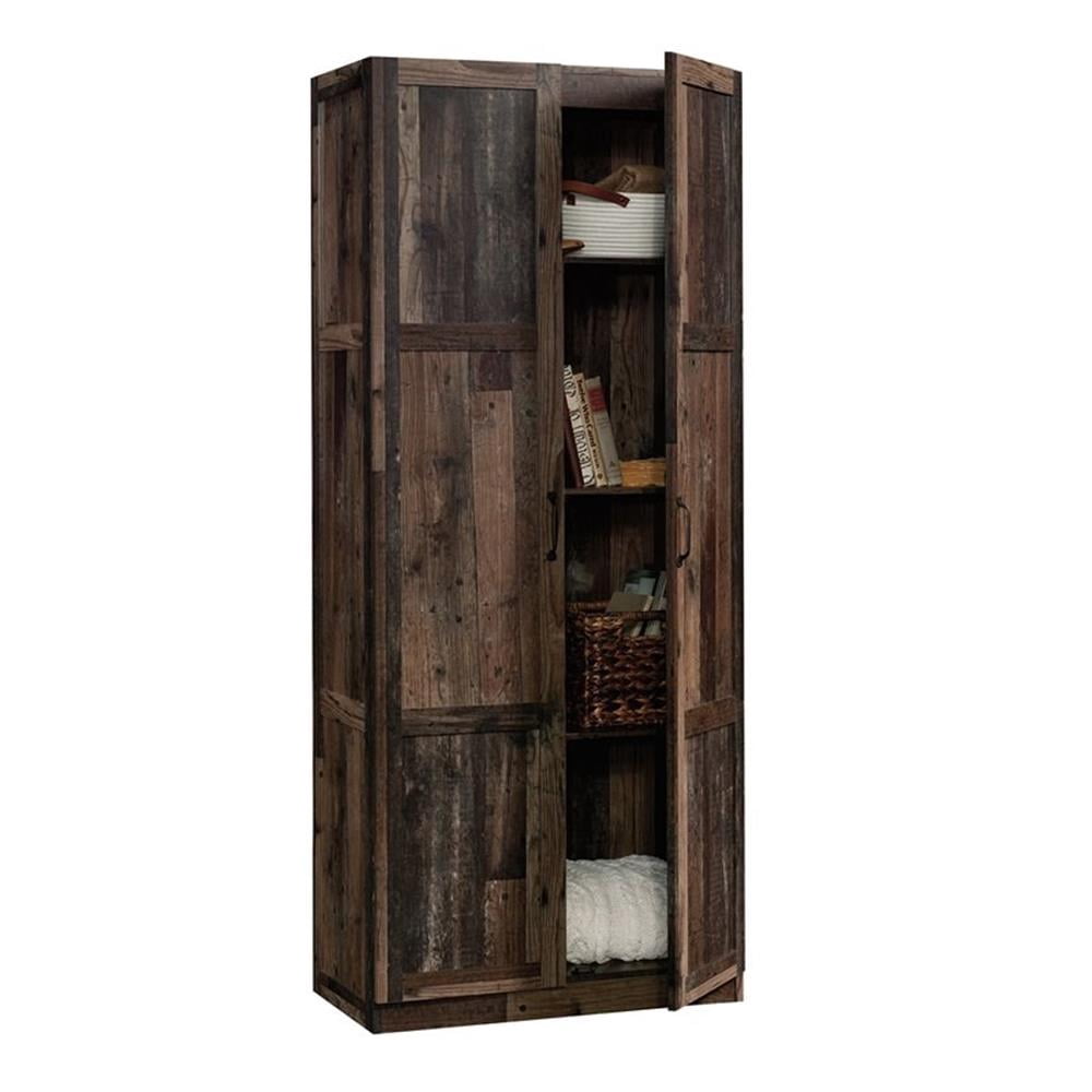Pemberley Row Engineered Wood Brown Storage Cabinet Rectangular Adjustable Shelves 71.5" Unassembled