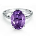 thumbnail image 3 of Gem Stone King 900 Platinum Purple Amethyst Solitaire Engagement Ring for Women | 3.20 Cttw | Oval 11X9MM | Gemstone February Birthstone | Size 6, 3 of 6