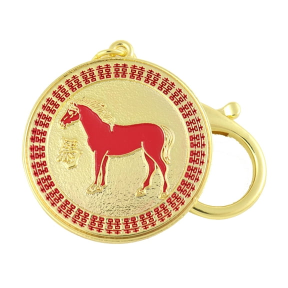 Feng Shui Horse Peach Blossom Amulet Keychain