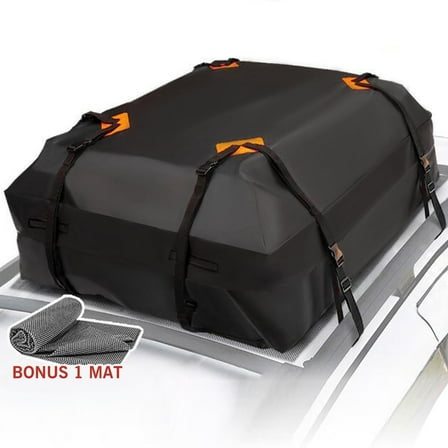 15 Cubic Feet Car Roof Bag Rooftop Cargo Carrier Waterproof Luggage Bag With Non-Slip Mat,Black
