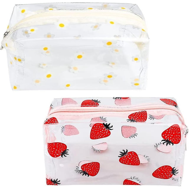 Bolsas transparentes para cosméticos, 2 unidades, bonitas bolsas de maquillaje de PVC con forma de fruta para mujeres y niñas (estilo 2)