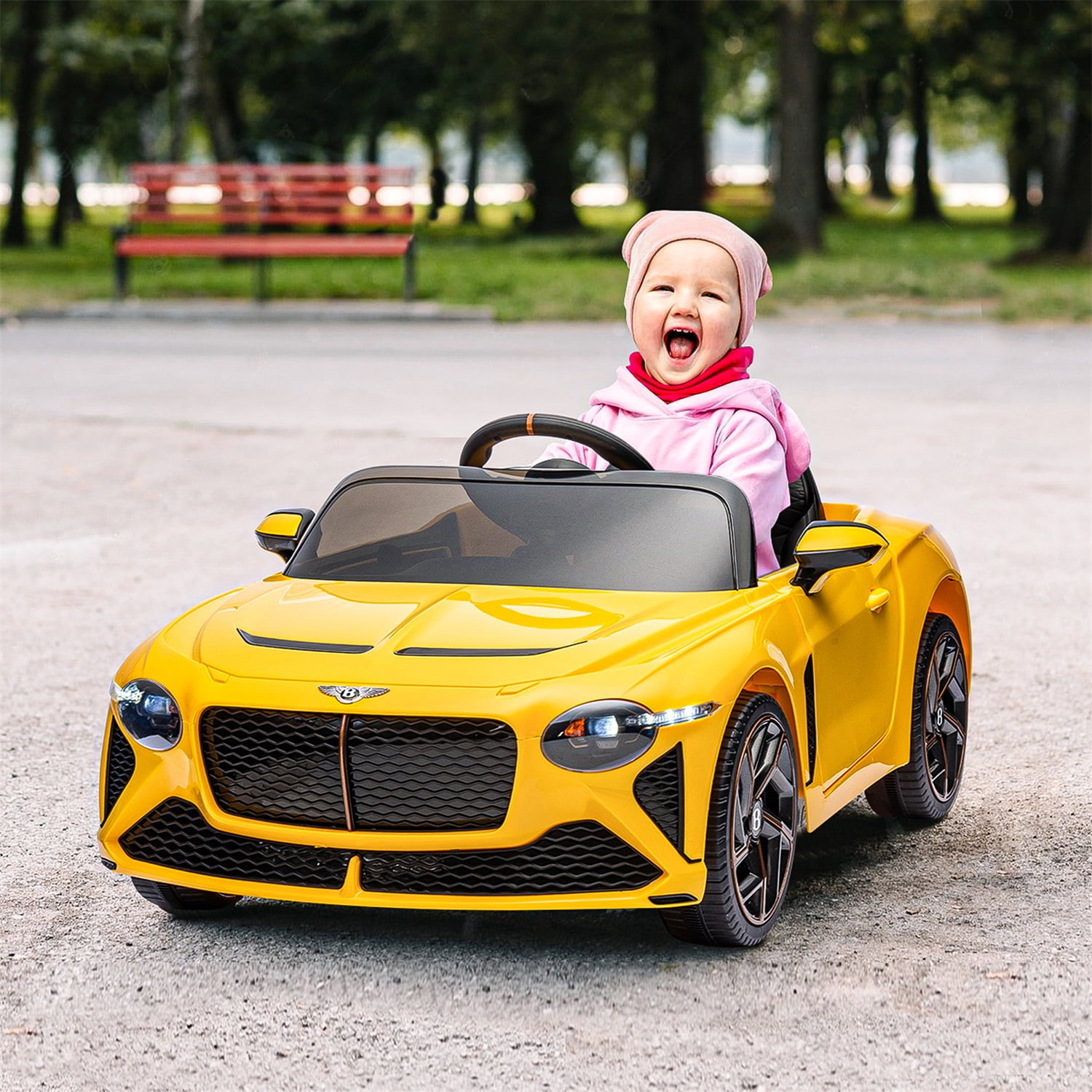 CIPACHO 12V Kids Electric Ride On Toy Cars with Parents Control, Sound System, Yellow