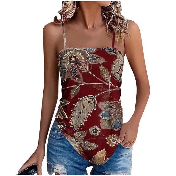 Tank Top for Women Loose Fit Summer Spaghetti Straps Cami Top Basic Scoop Neck Adjustable Cute Sleeveless Shirts