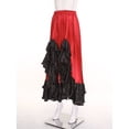 thumbnail image 6 of inlzdz Women Spanish Flamenco Dance Skirt Ruffle Trim Irregular Hem Big Swing Skirts for Tango Salsa Red L, 6 of 7