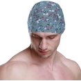 thumbnail image 2 of FYBTO Swimming Cap Floral Blue Flowers and Red Leaves Unisex Adult FYBTO Polyester, 2 of 4