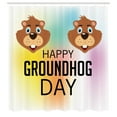 thumbnail image 3 of Ambesonne Groundhog Day Shower Curtain, Happy Colorful Marmot, 69"Wx84"L, Pale Caramel and Multicolor, 3 of 5