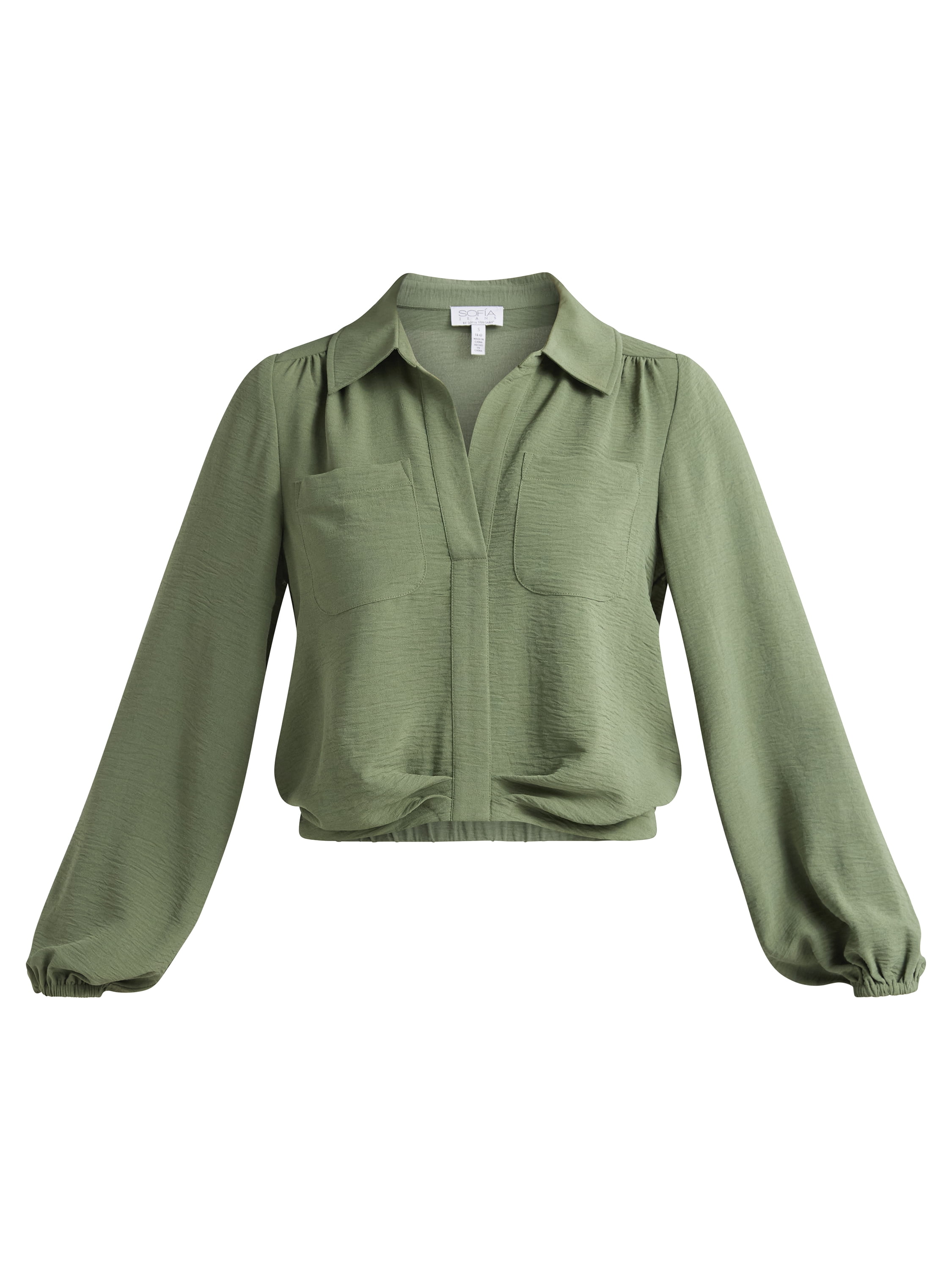 Sofia Jeans Women's Utility Blouse with Long Sleeves, Sizes XS-XXXL
