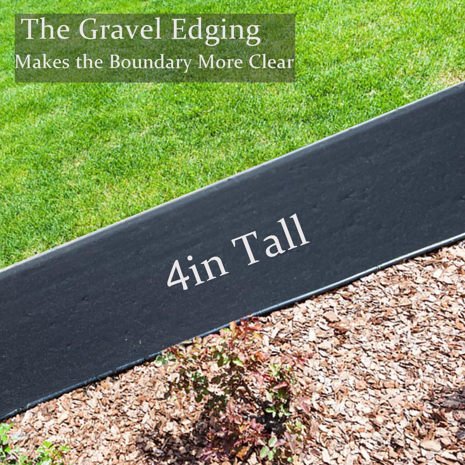 OFEFE 33FT Black Plastic Landscape Edging, 4IN High Flexible No-Dig Garden Edging Border with 50pcs Heavy-Duty Stakes for Lawn, Flower Beds, Tree Rings, Yard Pathways - Easy DIY Installation
