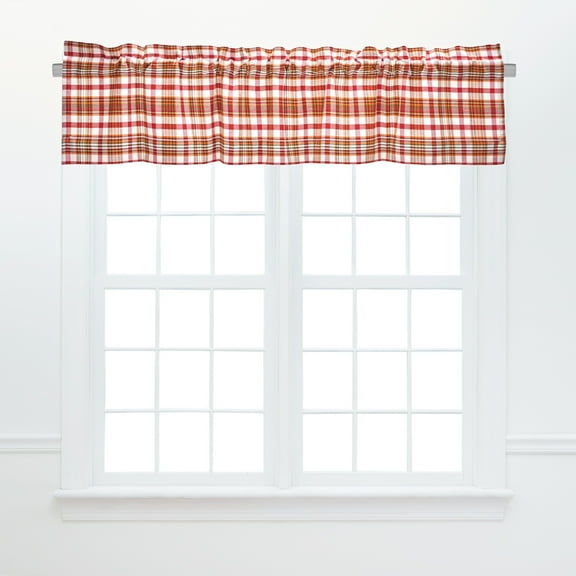 Abingdon Red & Orange Gingham Checkered Cotton 16" x 72" Window Valance Curtain