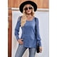 thumbnail image 4 of Blusas de Otoño para Mujer, Cuello Cuadrado Suave, Larga Tipo Farol, Botones Decorativos, Abertura Lateral, Suéter, Túnica, Camisa Azul L, 4 of 10