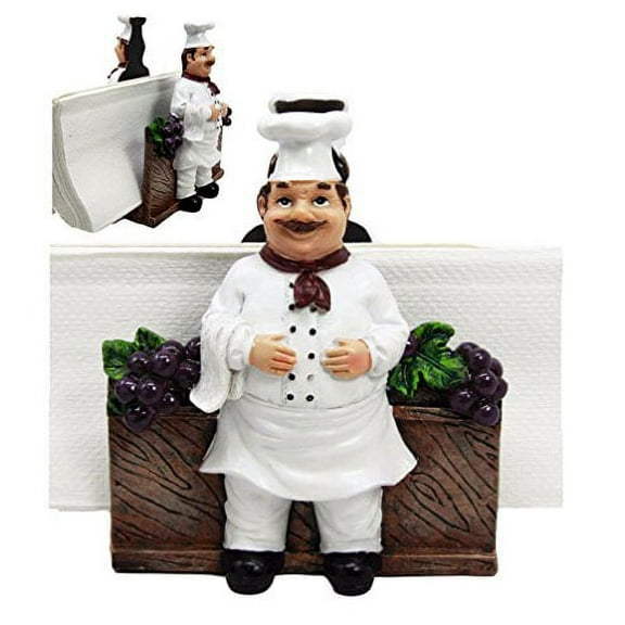 Ebros Gift Chef Alton Grape Wine Vineyard Dinner Napkin Holder Figurine Tabletop Decorative