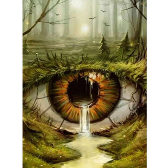 Pintura de diamante (DB6535) Bosque de ojos 5D Kit de bricolaje Resina Cuadrado Arte de la pared del hogar 50x70cm FLhrweasw Nuevo