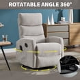 thumbnail image 2 of Aukfa 360° Swivel Recliner Rocking Chair with Massage and Heat for Living Room & Nursery, Chenille, Light Gray, 2 of 7
