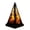 B002- C, variant on Halloween Home Decor Indoor, Spooky Halloween Decor, Halloween Witch Decor, Halloween Lights Battery Operated, Pyramid Shaped Etched Lantern with Flying Witch Ghost Bat Design for