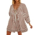 thumbnail image 2 of Antinious Women Stripe Long Sleeve Loose Short Jumpsuit Summer with Breathable Style, 2 of 5