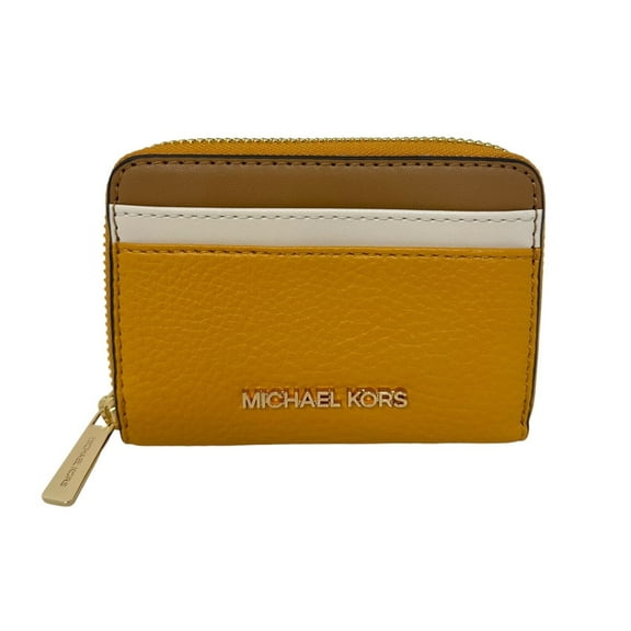Michael Kors Jet Set Travel MD Zip Around Card Case ID Wallet Golden Rod Multi