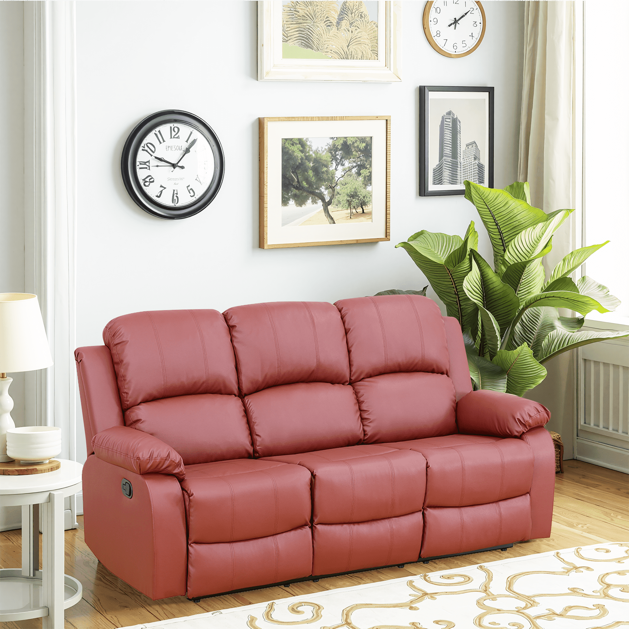 MAYEERTY 73" Modern Semi PU PVC Loveseat - Business Function Sofa for Living Room, Red