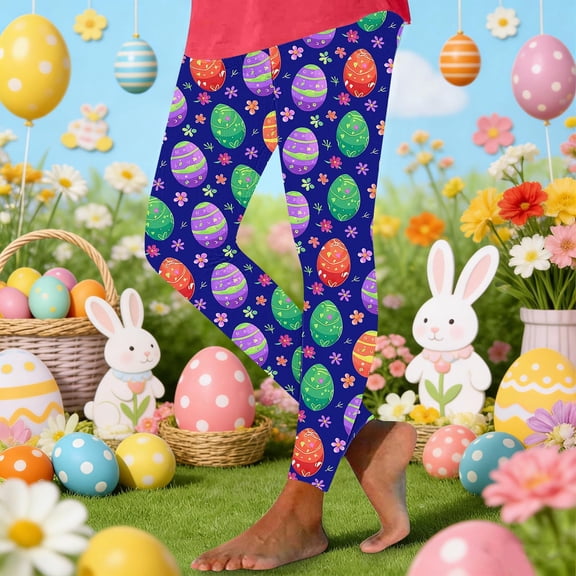 Cutuoiiu Plus Size Womens Easter Egg Print Leggings Stretchy Casual Tight Pants for Workout and Daily Wear Gifts