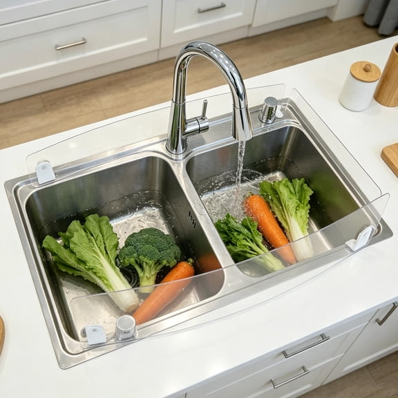BESTYASH Kitchen Sink Splash Guard Acrylic Clear Suction Waterproof for Kitchens
