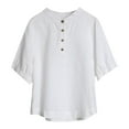 thumbnail image 2 of Rezuofi 1 Pcs Women's Linen Tops Summer Short Sleeve Crew Neck Casual Blouse 2025, 2 of 9