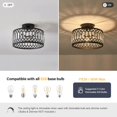 thumbnail image 4 of Pevfah Crystal Black Ceiling Light, Modern Semi Flush Mount Ceiling Lighting Fixture, Round Hallway Lighting Fixtures for Kitchen, 4 of 8