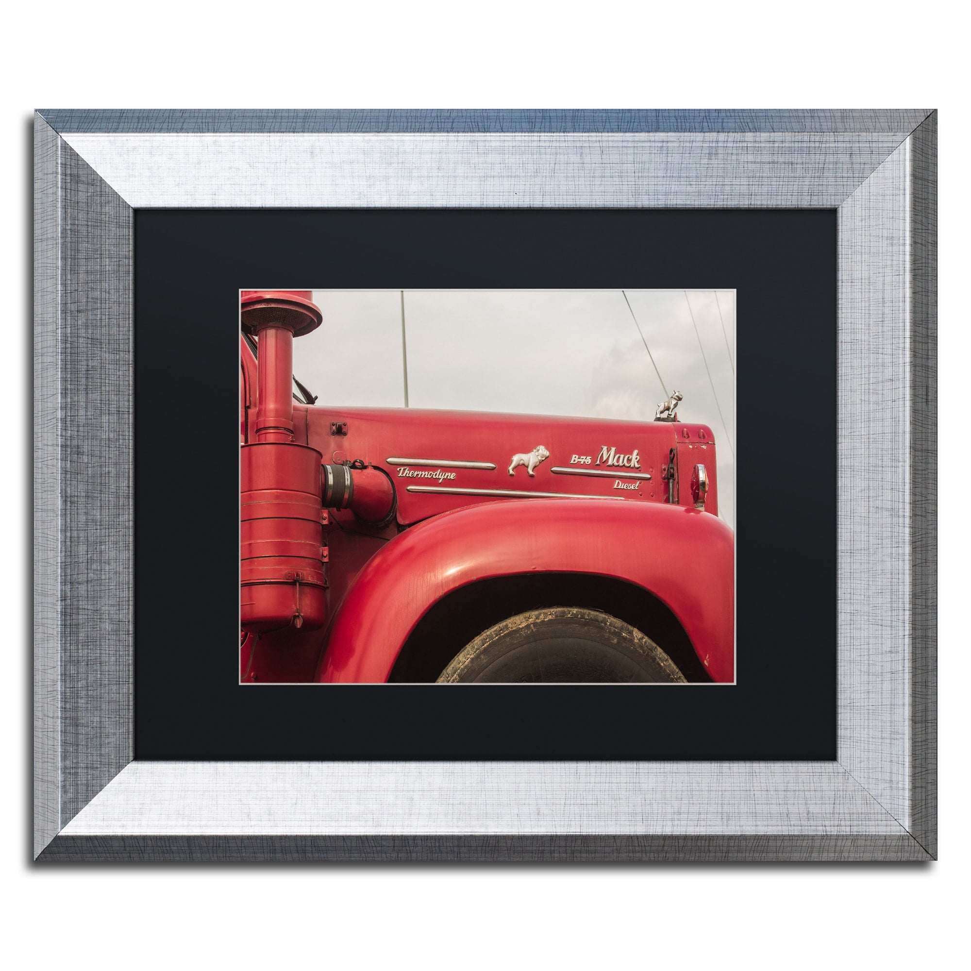Trademark Fine Art "Mack Truck" Canvas Art by Jason Shaffer, Black Matte, Silver Frame