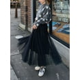 thumbnail image 5 of KelaJuan Women's Solid Color Long Skirts Layered Tulle Elastic Waist Skirts Spring Summer Fashion Casual A-line Skirts, 5 of 6