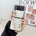 thumbnail image 5 of Feishell for Samsung Galaxy Z Flip3 Case with Detachable Pearl Bracelet Strap for Women Girls,Luxury Bling Diamond Cute Crystal Rhinestone Design Fashion Sparkly Phone Case,White, 5 of 16