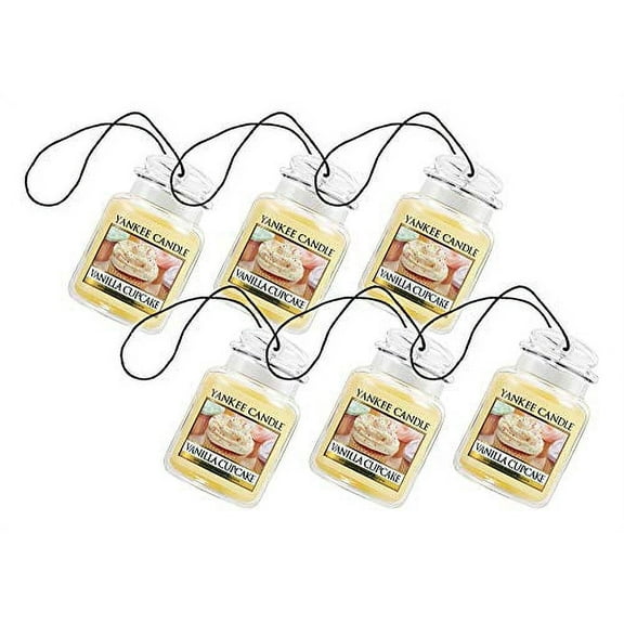 Yankee Candle Car Jar Ultimate Hanging Car Air Fresheners, Vanilla Cupcake, 0.96 oz (Pack of 6)