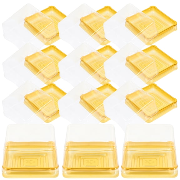 50PCS Small Plastic Boxes for Mini Cakes, , Yolk , Muffins, Desserts, and Mung Bean Cake Storage