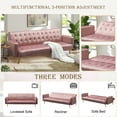 thumbnail image 2 of Aukfa 76" Velvet Futon Convertible Sofa Bed, 3 Seat Tufted Couch for Home Office, Pink, 2 of 10