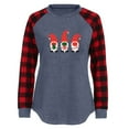thumbnail image 4 of WREESH T-Shirt Raglan à Manches Longues à Carreaux Imprimé de Noël pour Femmes Col Rond Top de Baseball, 4 of 4