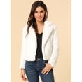 thumbnail image 2 of Abrigo mullido de piel sintética Allegra K chaqueta recortada para mujer Otoño Invierno blanco S, 2 of 6