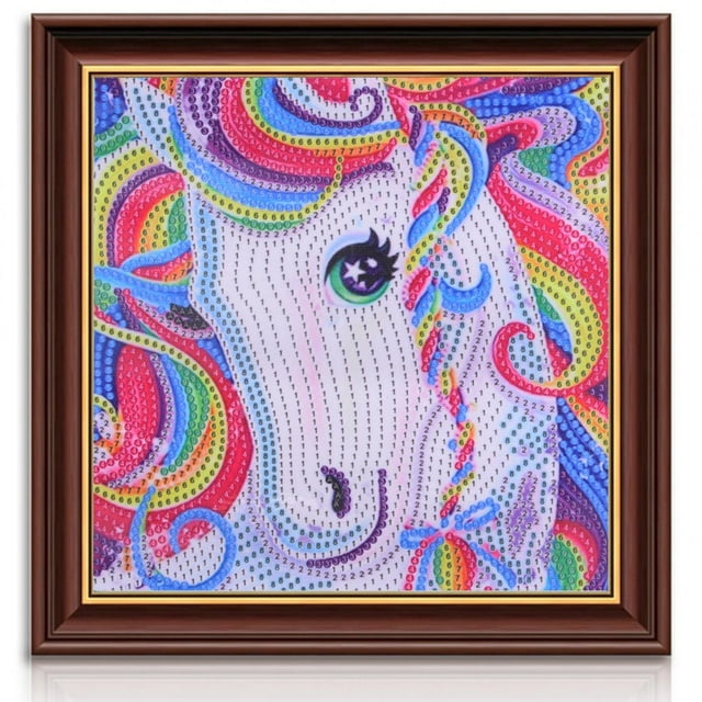 LYUMO Kit de Peinture DIY, Peinture Cheval Colorée Sans Cadre Décorative DIY 30x25cm, Point de Croix