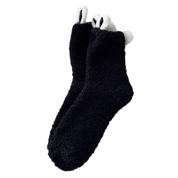 Calcetines con Orejas de conejo para mujer, medias cortas de tubo medio, gruesas, cálidas, para invierno