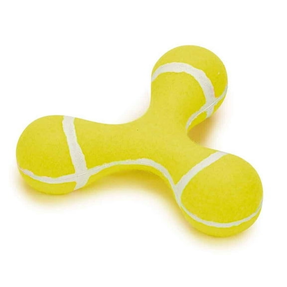 Triple Knob Tennis Ball Material Dog Toy with Squeaker Strong Durable Tough (1 Toy)