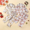 thumbnail image 2 of Conjuntos de pijamas de satén de Navidad para niños, ropa de dormir informal de Navidad con estampado de galletas de Papá Noel, camisetas de manga larga con botones, pantalones, moda, 2 of 4