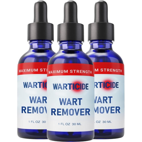 Warticide Wart Remover - Max Strength Plantar and Genital Warts Treatment, 3 Tubes